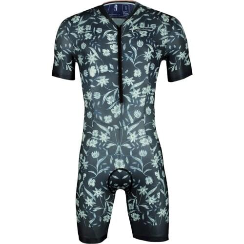 Quality Mens Short Sleeve Triathlon Coverall Clothing Lycra Blue Tri Suit Breathable Mountain Bike MTB Road Bike Cycling Jersey