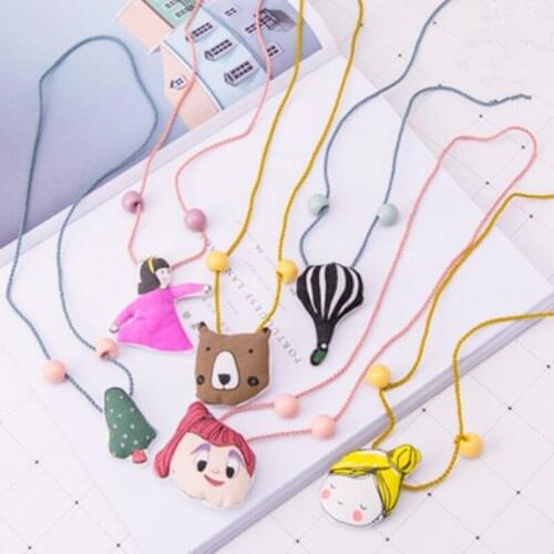 Korean Handmade Cute Cartoon Fabric Doll Bear Ballon Tree Princess Kids Children Girl Necklace Apparel Accessories-HZPRCGNL063F