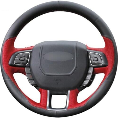 Top Leather Steering Wheel Hand-stitch on Wrap Cover For Land Rover Range Rover Evoque 2012-2016