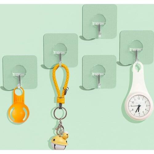 10Pcs Powerful Magic Stick Hooks Kitchen Storage Bathroom Organizer Key Holders Hanger Adhesive Stainless Steel Hooks Nano Hook