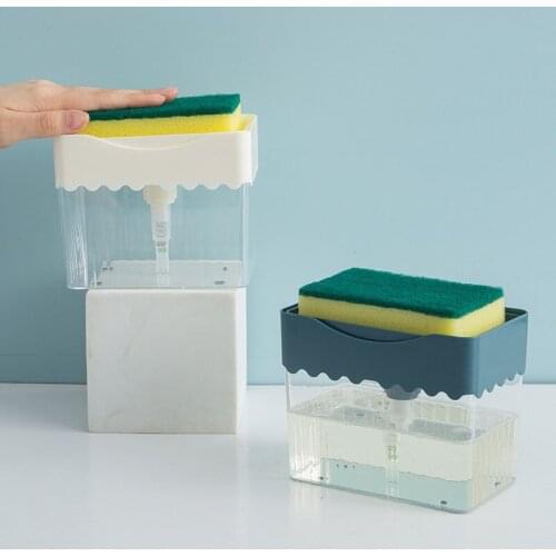 Kitchen Tools Pressing Soap Box Fine Dosing Device Sponges Pressing Automatic Dispenser Kitchen Supplies Cleaning Brush