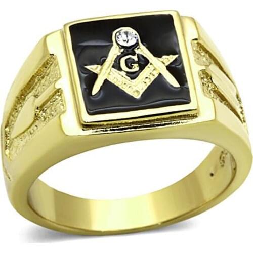 Best Husbands gift 316L Stainless Steel Ring Square shape man Titanium Jewellery High quality Gold color Rings male Jewelry