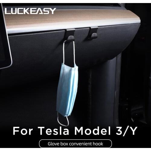 LUCKEASY Interior Modification Functional Accessories For Tesla Model 3 Model Y 2017-2021 Car Glove Box Convenient Hook