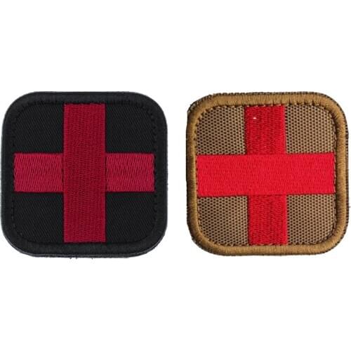 2pcs Cross Medical Patch 3D Embroidered Hook & Loop Red Cross Patch For First Aid Kit For Medical Bag Rescue Bag