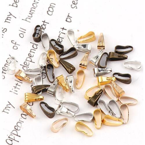 6x8mm Metal Clasps Pinch Clips Bails Charm Melon Seeds Buckle Pendant DIY Necklace Bracelet Connectors Jewelry Findings