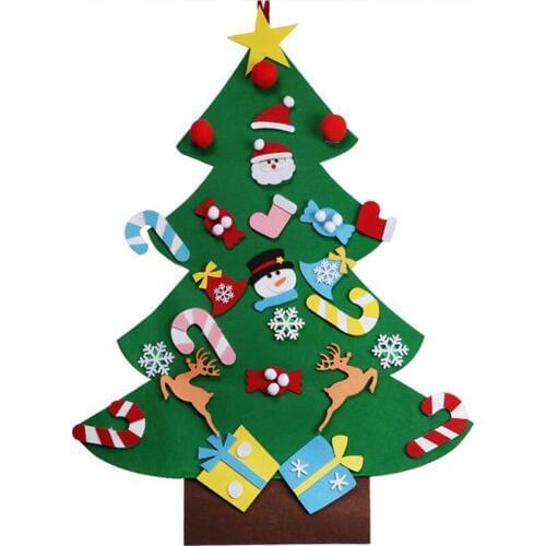 Fashion Felt Christmas Trees Holiday DIY Decoration New Year Gifts Kids Toys Glowing LED Strip Wall Hanging Christmas Ornaments