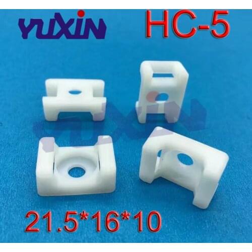 50pcs 21.5*16*10 HC-5 White 4.5mm Screw Hole Nylon Saddle Type Fixed Seat Basement Self-locking Holder Cable Zip Tie Mount Base