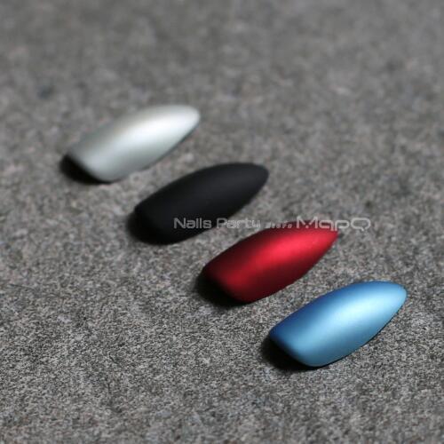 New Silver matte metal stiletto nails red medium cool fake nails blue chrome black False nails vampire 24pcs Burgundy