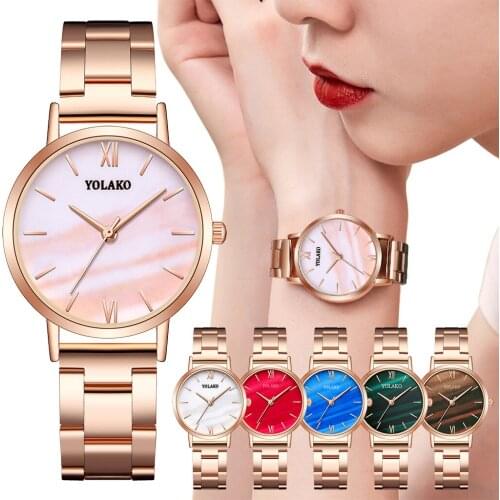 YOLAKO 100% brand new and high quality Sleek Minimalist Fashion With Strap Stainless Stee Dial Womens Quartz Watch Gift #N03