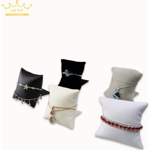 New Creative Jewelry Display Holder Bracelet Bangle Pillow With Rack Velvet Watch Display Organizer Pillow Cushion Stand Box