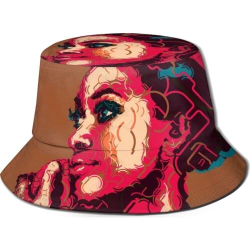 CINESSD African Woman Portrait Bucket Hat Summer Hats Fisherman Hat Foldable Women Men Sunscreen Shade Caps