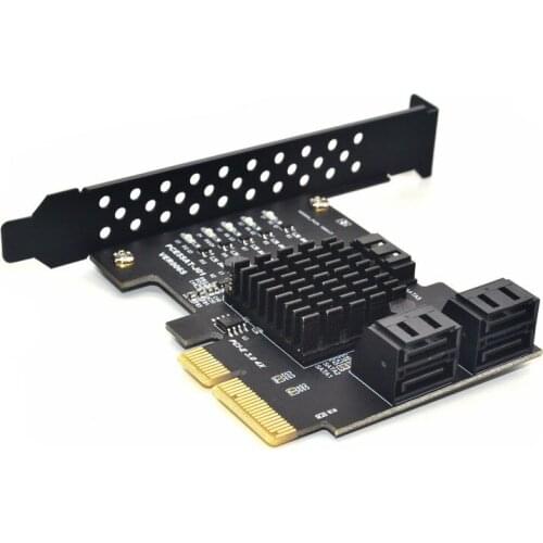 5 ports SATA 3.0 to PCIe expansion Card 4X Gen 3 PCI express SATA Adapter SATA 3 Expansion Controller with Heatsink 6.0 Gbps