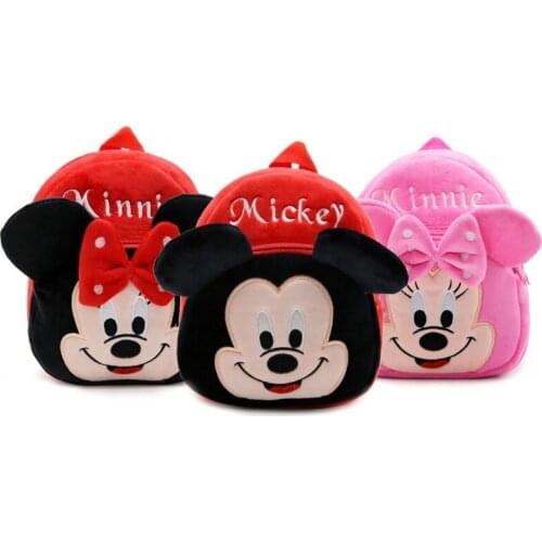 Disney Mickey Minnie Anime Cute 1-3 Year Old Plush Bag Baby Small Backpack Early Education School Bag Children Cartoon Animation
