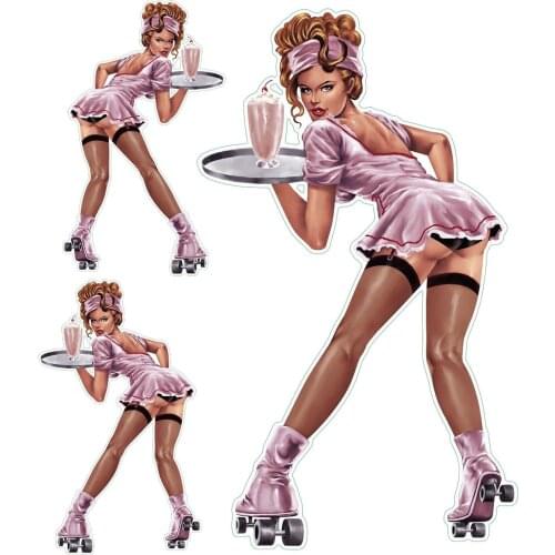 Skate Pin Up Girl Sexy Retro Sticker Rollschuhe Rollerblade Misfits Waterproof Car Window Body Decorative Stickers Accessories