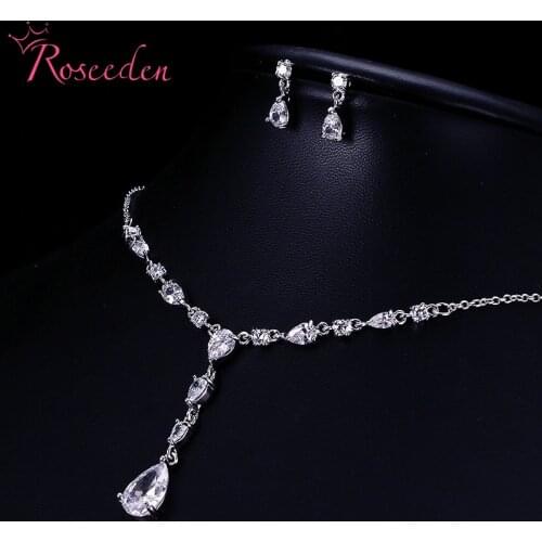 Luxurious African Cubic Zirconia Earring and Necklace Wedding Bridal Jewellery Sets For Women RE4286
