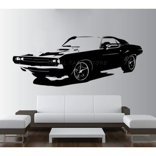 Removable Large Car Dodge Challenger Bedroom Wall Sticker Art Home Decor Vinyl Sticker Living Room Wall Paper 1595