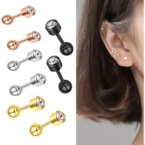 2pcs/lot Star Prong set Zircon Ear Cartilage Piercing Tragus Helix Studs Piercing Body Jewelry 16g Stianless Steel Earrings