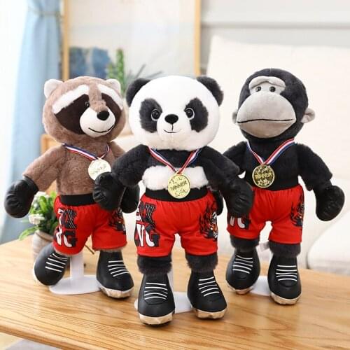 38cm Cartoon Cute Boxing Animals Plush Toys Stuffed Elephant Raccoon Panda Orangutan Rhinoceros Plush Doll Kids Birthday Gifts