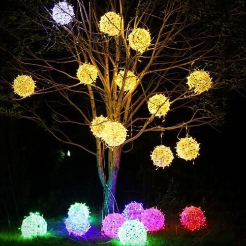 Thrisdar Christmas Rattan Ball Garland Fairy Lights Dia 20CM 30CM Big Globe Ball LED String Light For Wedding Xmas Tree Patio