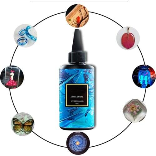 UV Resin Hard 200gm Acrylic Ultraviolet Clear Transparent for Craft Adhesives & Sealers Jewelry Mold Hot Home Improvement