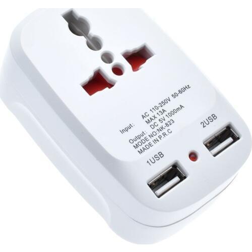 2 USB Charging Port All in One Universal Worldwide Travel Wall Charger AC Power UK Plug Adapter Adaptor 13A