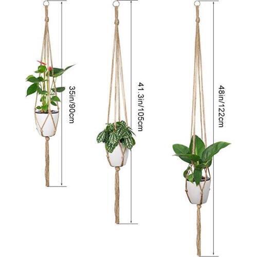 Plant Hanger Flower Pot Handmade Knitting Plant Holder Hanging Basket + Hook for Indoor Outdoor Home Garden Balcony Decoration
