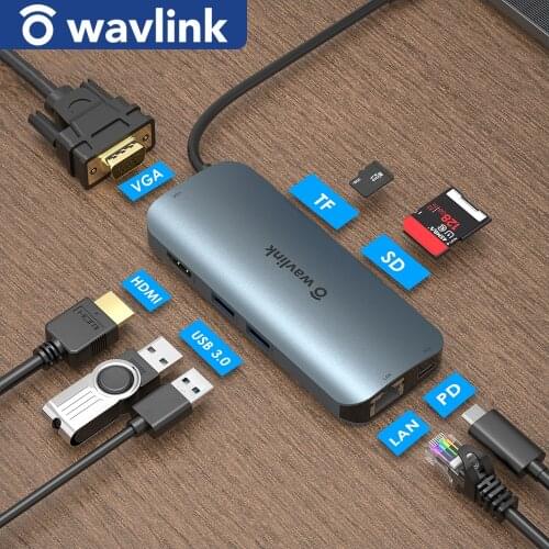 Wavlink USB-C HUB HDMI/VGA Video Adapter Signal Converter Type-C MiNi Docking Station For Windows MAC OS Use USB C HUB Splitter