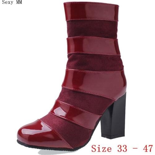 Spring Autumn High Heels Women Ankle Boots High Heel Shoes Woman Short Boots Small Plus Size 33 - 47