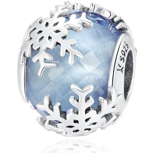 DECORAL 100% 925 sterling silver crystal snowflake charm beads fit original making bracelets DIY jewelry women exquisite pendant
