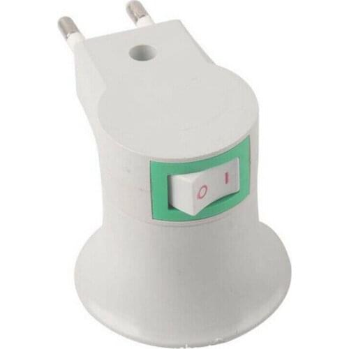 1pcs Hot Sell Practical White E27 LED Light Socket To EU Plug Holder Adapter Converter ON/OFF For Bulb Lamp