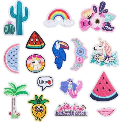 50pcs/Lot Plant Cactus Embroidery Patches Letters Clothing Decoration Accessories Diy Iron Heat Transfer Applique Clothes