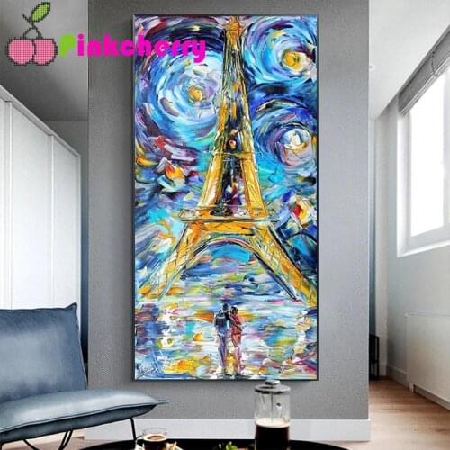 Tower Of Paris Van Gogh Starry Night 5D DIY Diamond Painting Full Square Round Diamond embroidery Diamond mosaic stitch k622