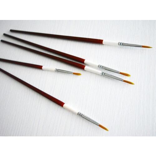 6Pcs/Set Cherry Blossom quality Nylon Hair Aquarelle Wooden Handle Artist Paint Brushes Round Head Hook Line Pen art supplies