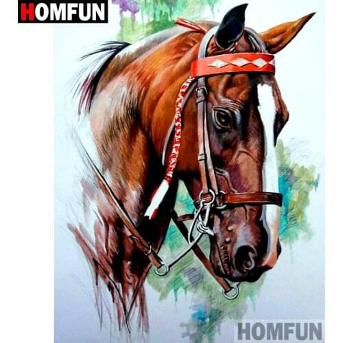 HOMFUN 5D DIY Diamond Painting Full Square/Round Drill "Animal horse" 3D Embroidery Cross Stitch gift Home Decor A02121