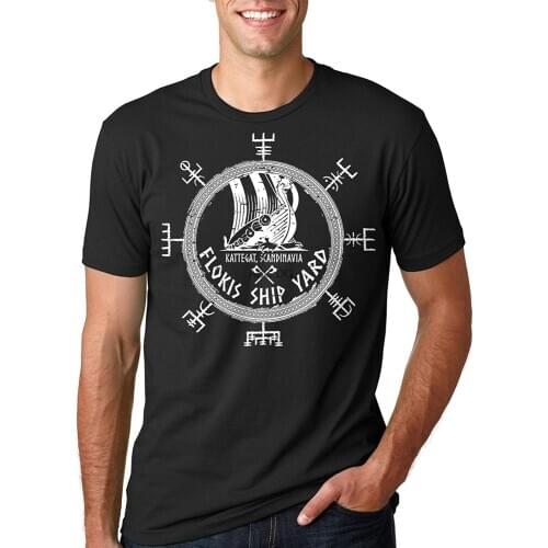 Flokis Shipyard T-Shirt Funny Vikings Valhalla Rune Tee Shirt