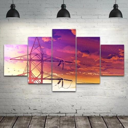 HD Printed Sunset Sky Landscape Canvas Painting Wall Art Power Line Tower Poster Home Decor For Bedroom Modular Anime Pictures