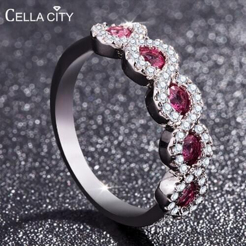 Cellacity Silver 925 Ruby Ring Gemstones Jewelry for Women Emerald Zircon Fashionable Female Anniversary Gift Size 5-11