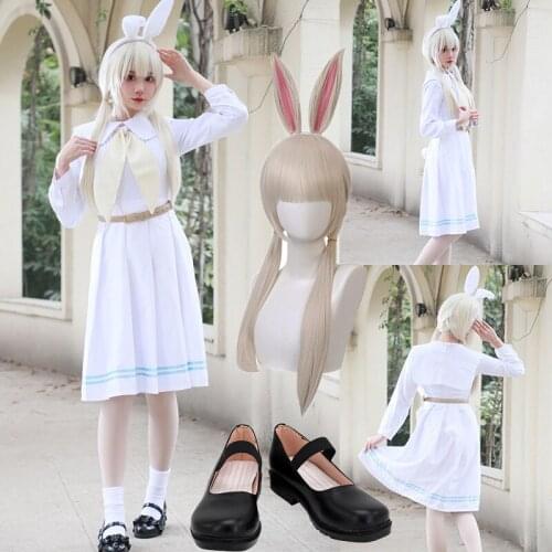 Beastars Haru Cosplay Costume Haru Dress Uniform White Rabbit Beastars Dress for Woman Girls Hallowmas Party Costumes and Wigs