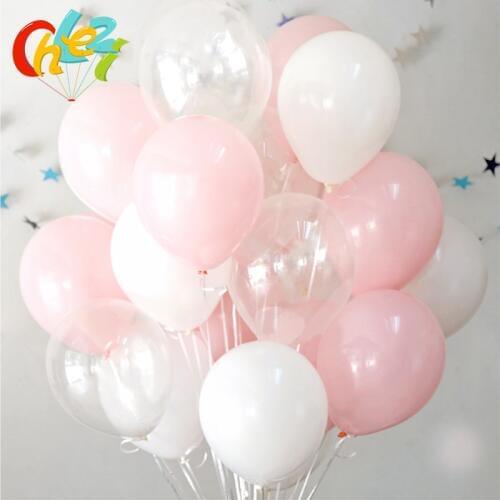 30Pcs/lot Pink Clear White Round Ballons Transparent Balloons Latex Helium Float Birthday Party Baby Shower Wedding Decor Balls