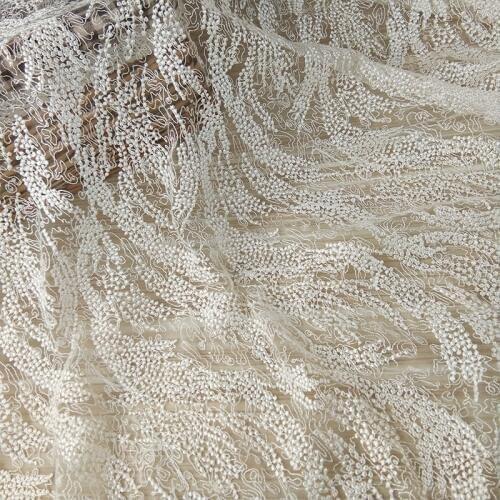 Cindylaceshow 1Yard 3D Lace Fabric White French Netting/mesh Embroidered Wedding Evinging Show Dress Lace Fabrics Womens Dress