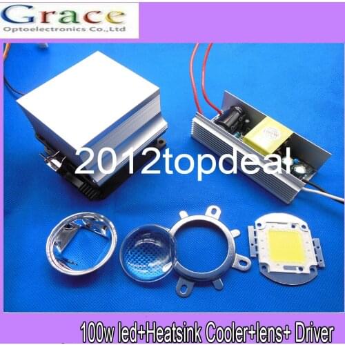 100w Watt High Power grow light 380-840nm LED Light + Heatsink Cooler+100W LED Driver+lens