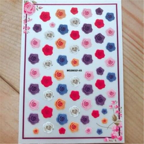 3d DIY Japanese Style Fashion Hot Selling Paper Sticker Nail Sticker Back Glue Adhesive Flowers Dry Fingernail Decals Manicure