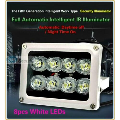 Lihmsek Factory Price CCTV 8pcs White LEDs Illuminator IR Infrared Night Vision Light Lamp For CCTV Camera White Color
