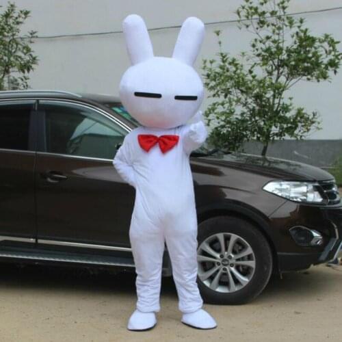 White Rabbit Mascot Costume Cute Animal Cartoon Doll Head Suit One-piece Fursuit Adult Cosplay for Xmas Easter Stage Performance