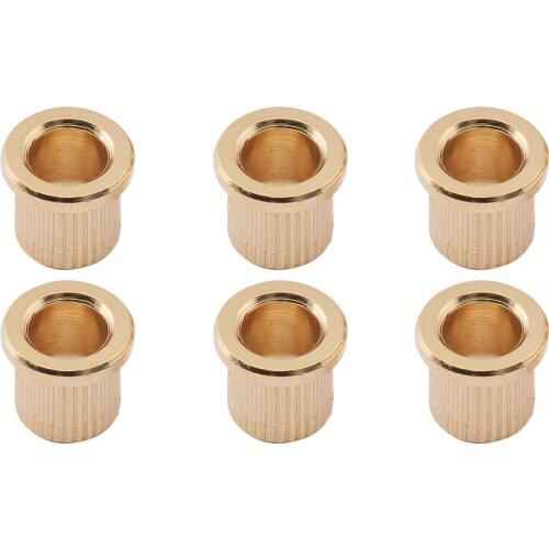 Musiclily Pro Big Lip Style Guitar String Through Body String Ferrules for Tele Telecaster /Hardtail Strat, Gold (Set of 6)