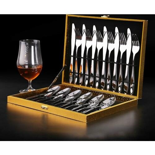 Stainless Steel Thickened Western Tableware Set Knife, Fork and Spoon 24-Piece Light Stainless Steel Spoon Steak Tableware