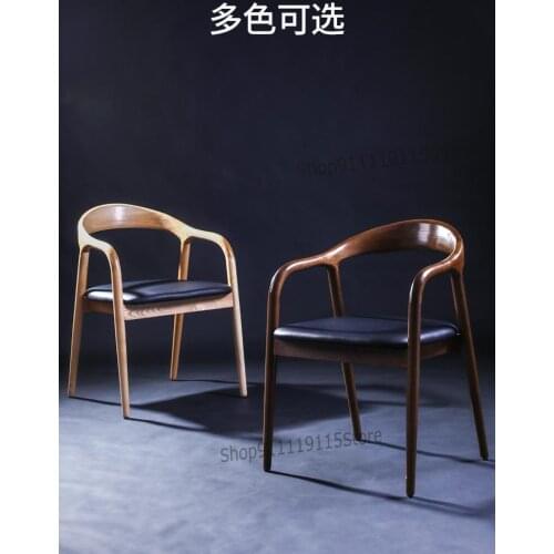 Dining Chair Household Sumet Chair Nordic Simple Solid Wood Chair Back Armrest Desk Computer Restaurant Meeting Stool