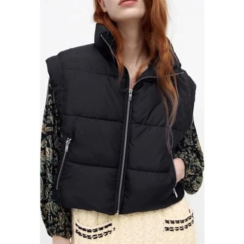Xikom 2021 Autumn Women Elegant Solid Streetwear coat Vest Female Vintage Slim Stand Collar Zipper Casual Waistcoat Chic Tops