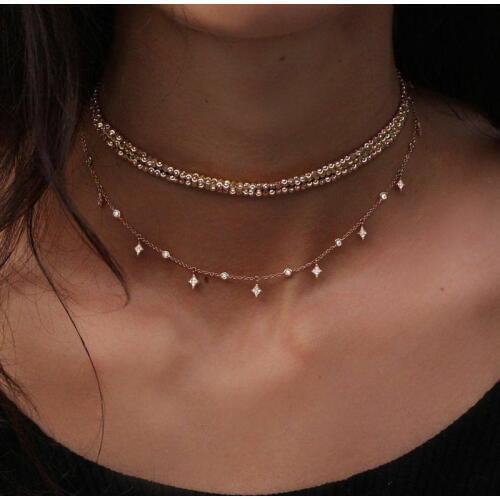 Tocona Bohemian Beads Chain Chokers Necklace Collar for Women Pendant Necklaces Layered Charm Necklace Jewelry 6655