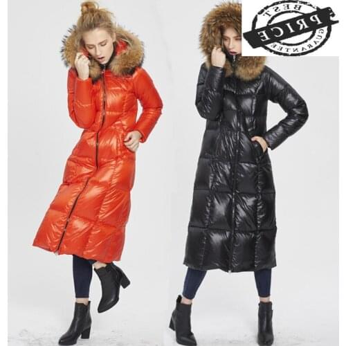 Thick Warm Winter Coat Women Clothes 2021 Streetwear 2a% Duck Down Jacket Large Raccoon Fur Hooded Ladies Long Coat V16aa